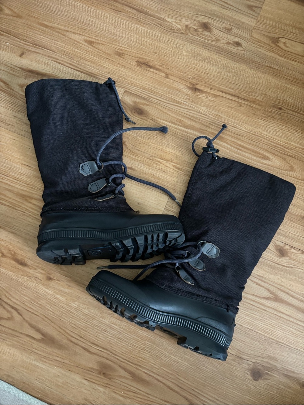 Sorel Kaufman Canada Vintage Black Tall Lace-Up Winter Snow Boots 7